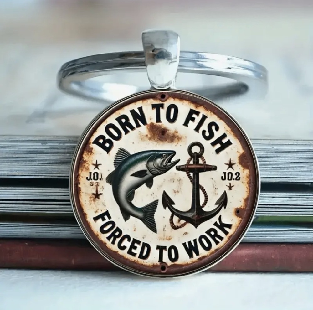 3/$25 Born To Fish Forced To Work Keychain NEW